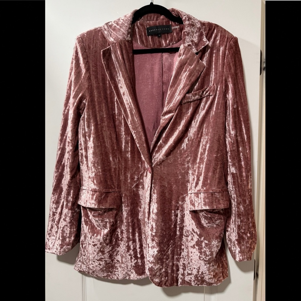 Endless Rose Blush Pink Crushed Velvet Blazer